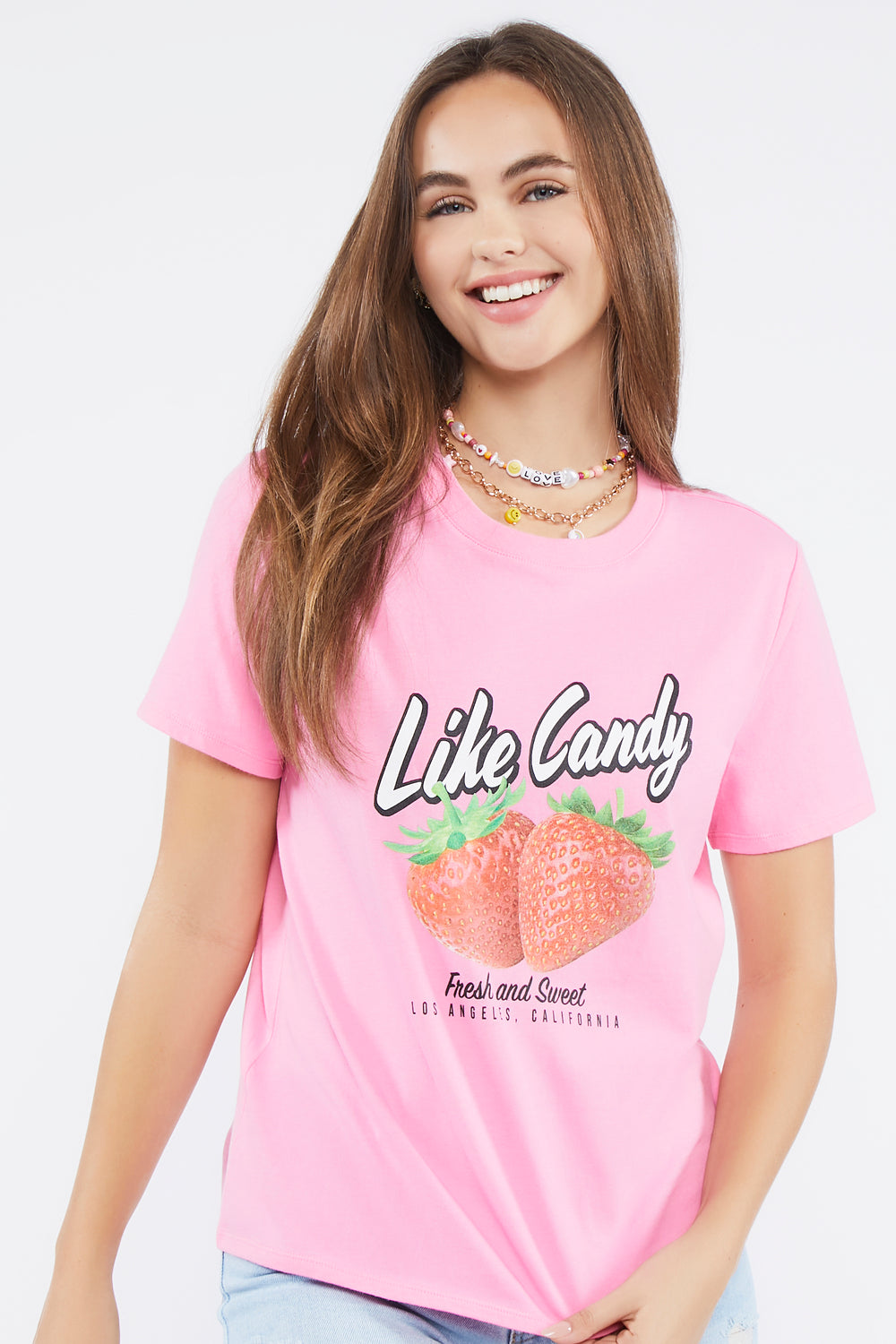 Organically Grown Cotton Graphic Tee Pink