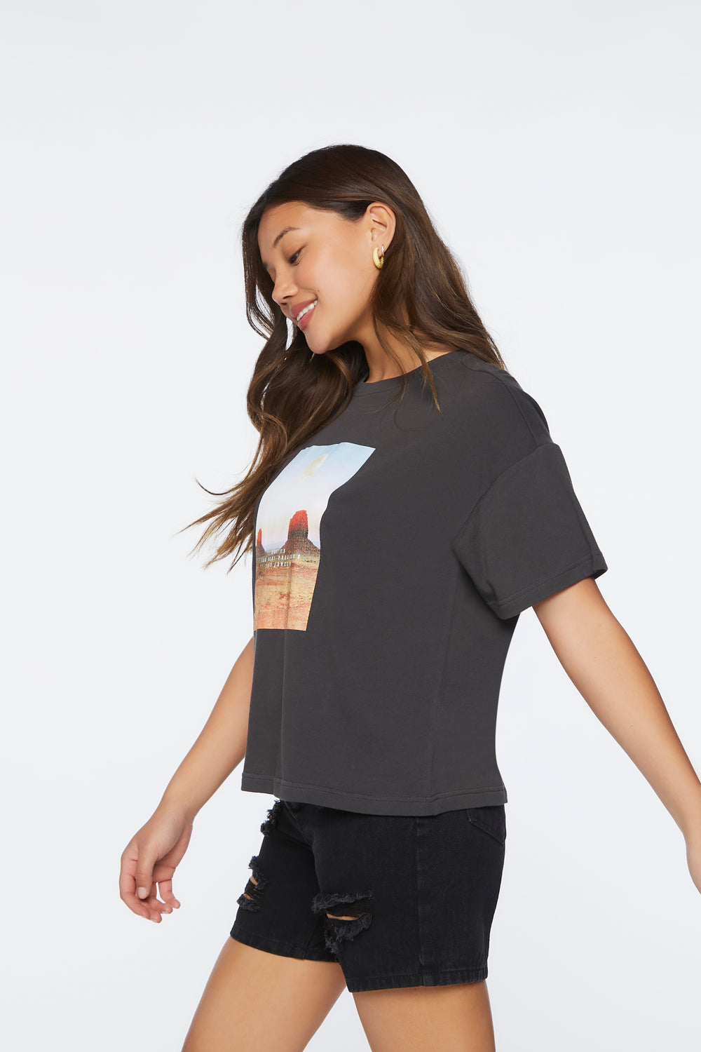 Desert Graphic Drop-Sleeve Tee Black