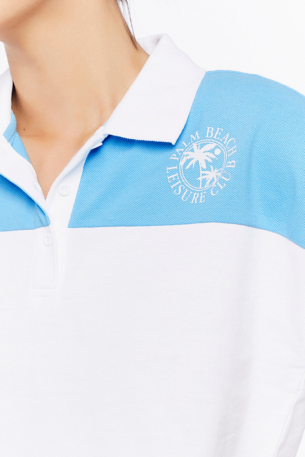 Palm Beach Graphic Cropped Polo Shirt Blue