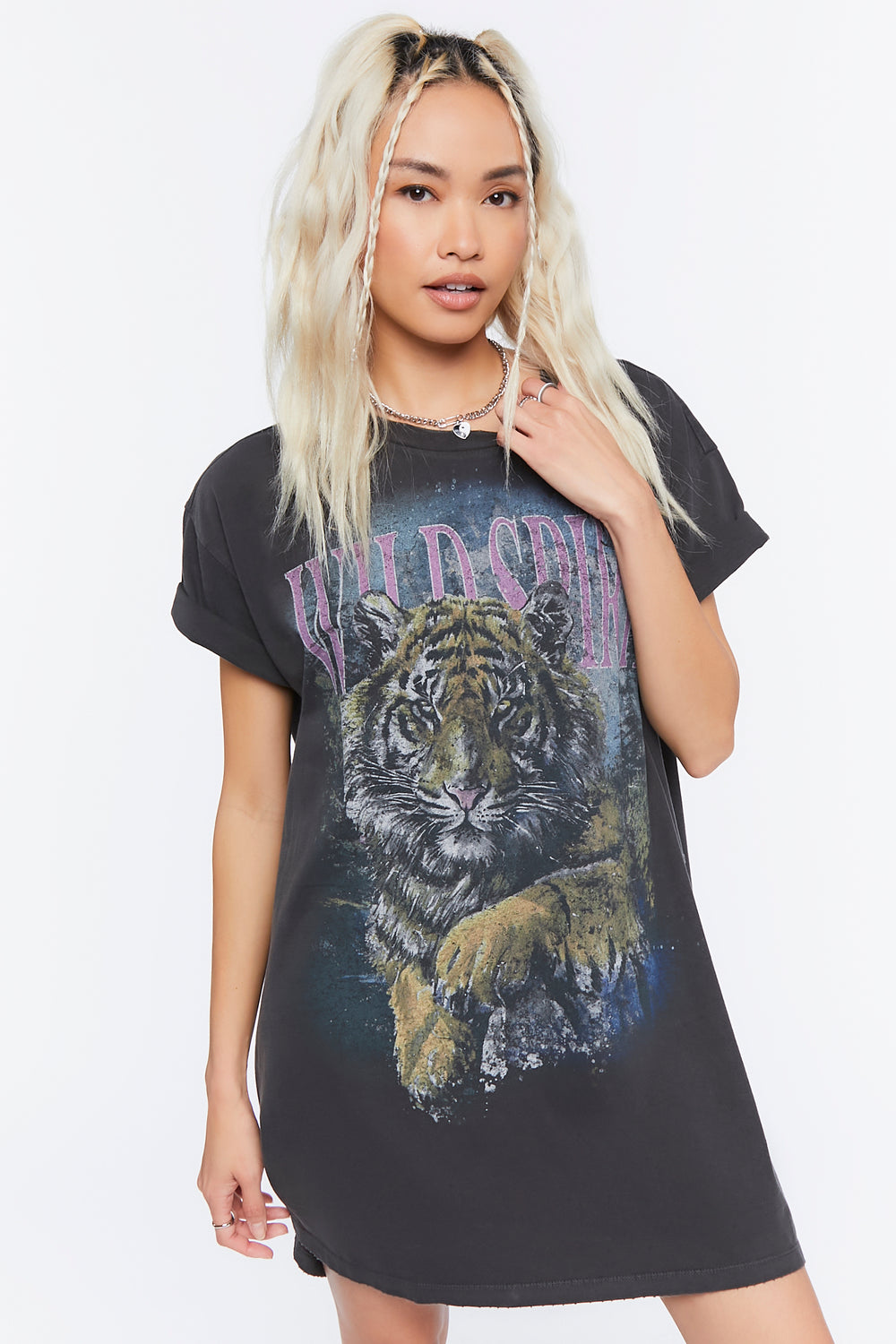 Wild Spirit Graphic T-Shirt Dress Black