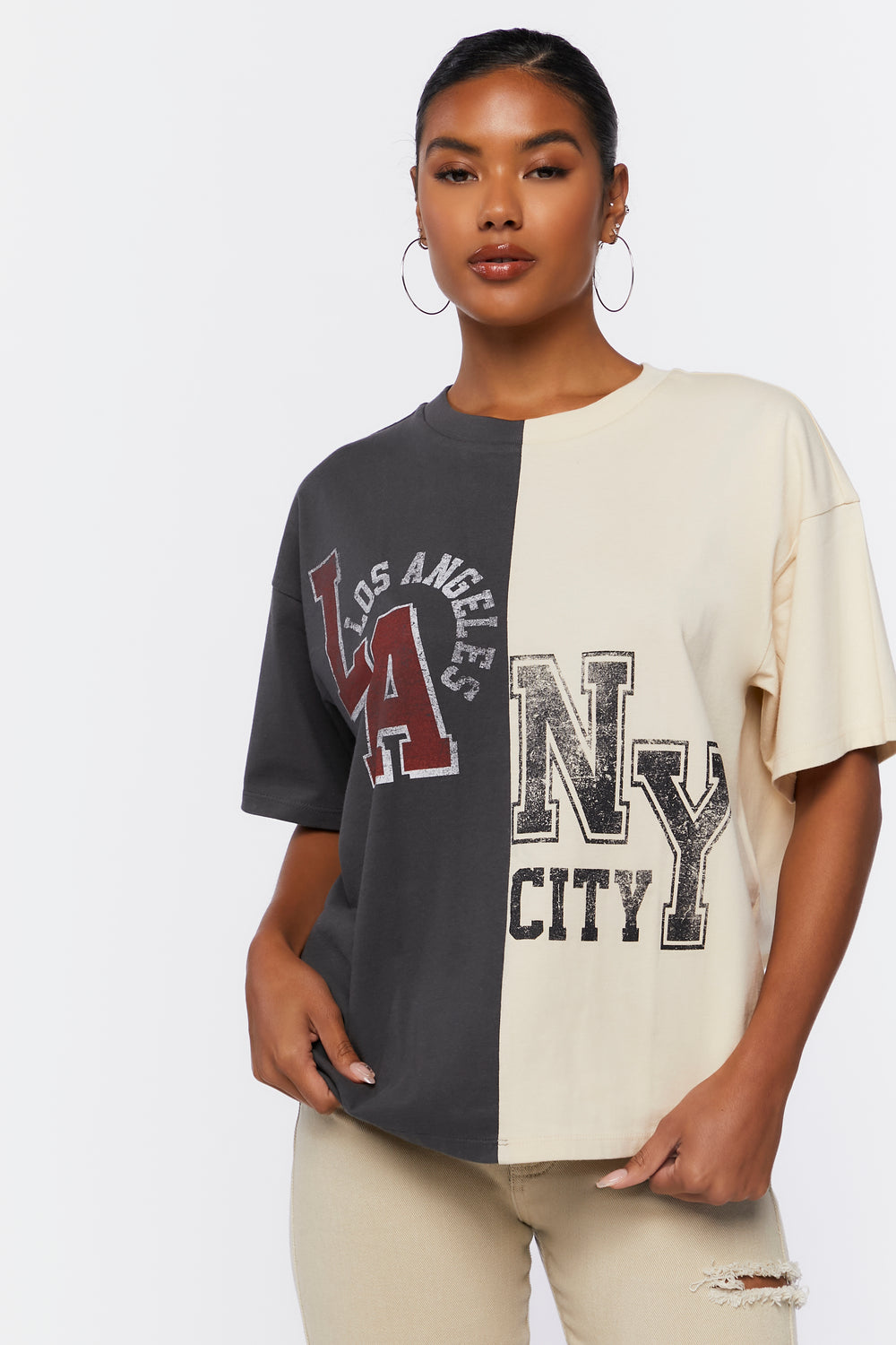 Reworked LA & NY Graphic Tee Charcoal