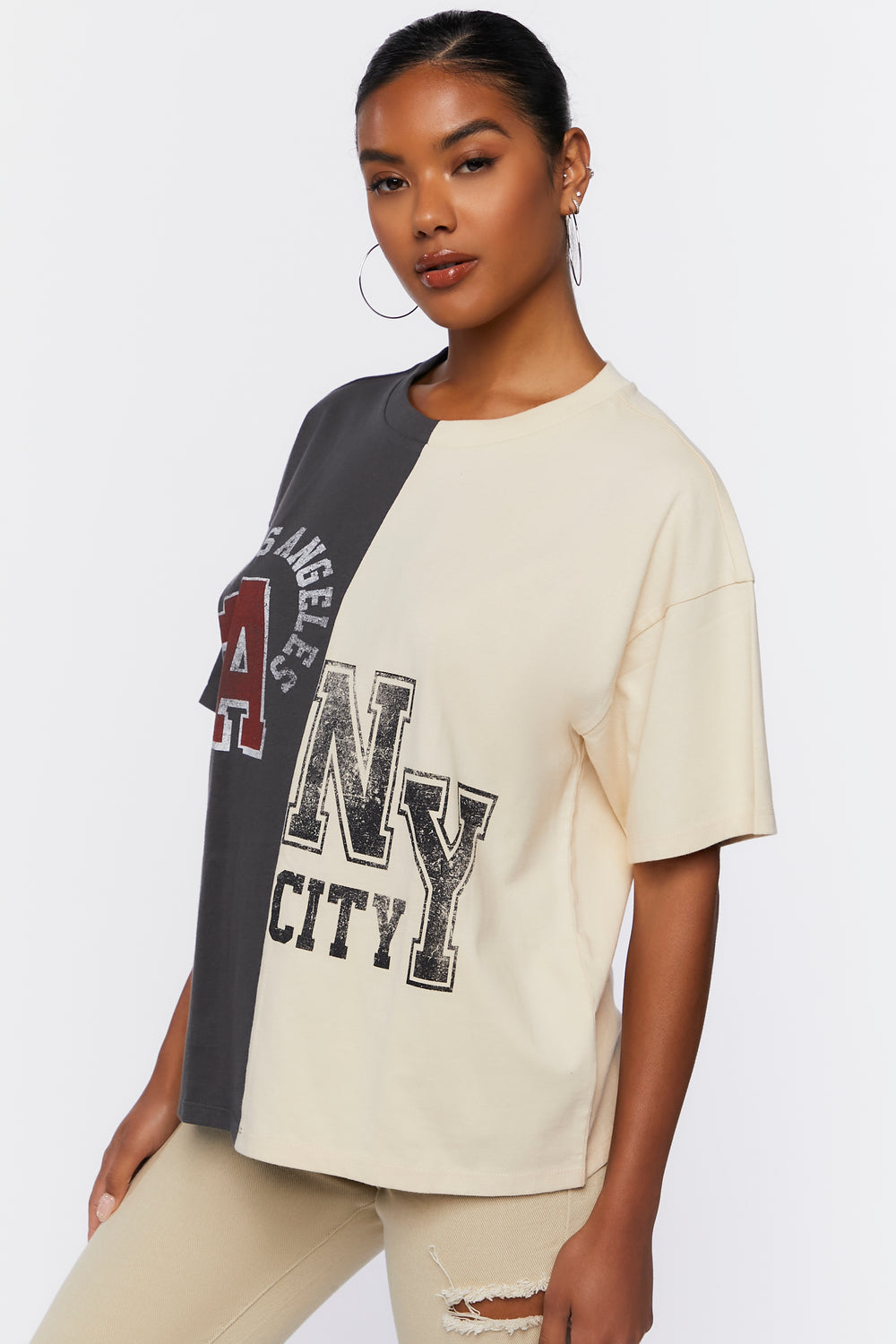 Reworked LA & NY Graphic Tee Charcoal