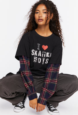 Link to I Love Skater Boys Graphic Combo Tee Black