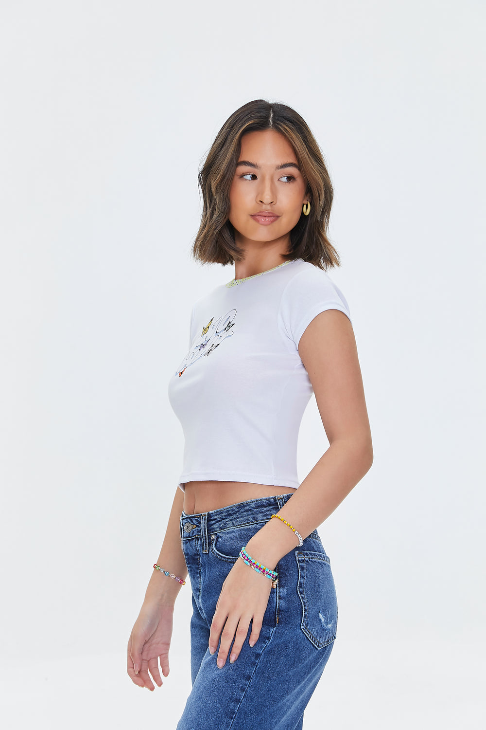 No Way Graphic Cropped Tee White