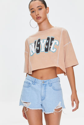 Link to NYC Graphic Cropped Tee Tan