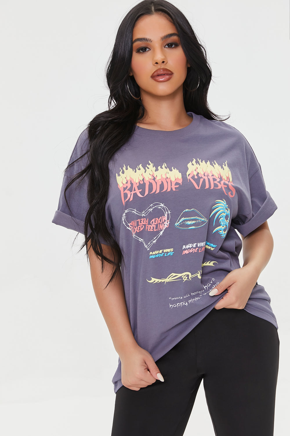 Baddie Vibes Graphic Tee Charcoal