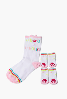 Link to Crew Socks & Dog Socks Set White