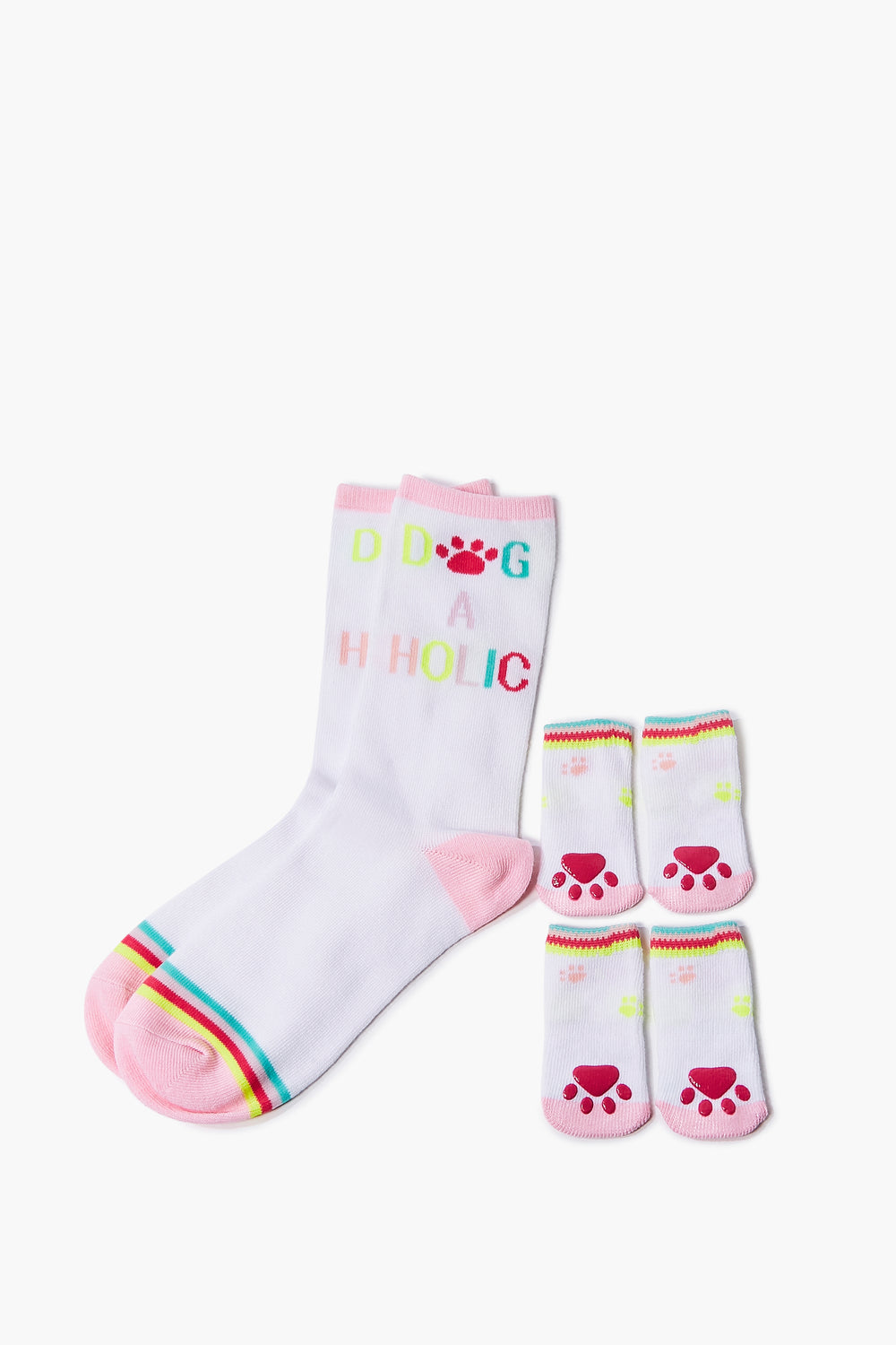 Crew Socks & Dog Socks Set White