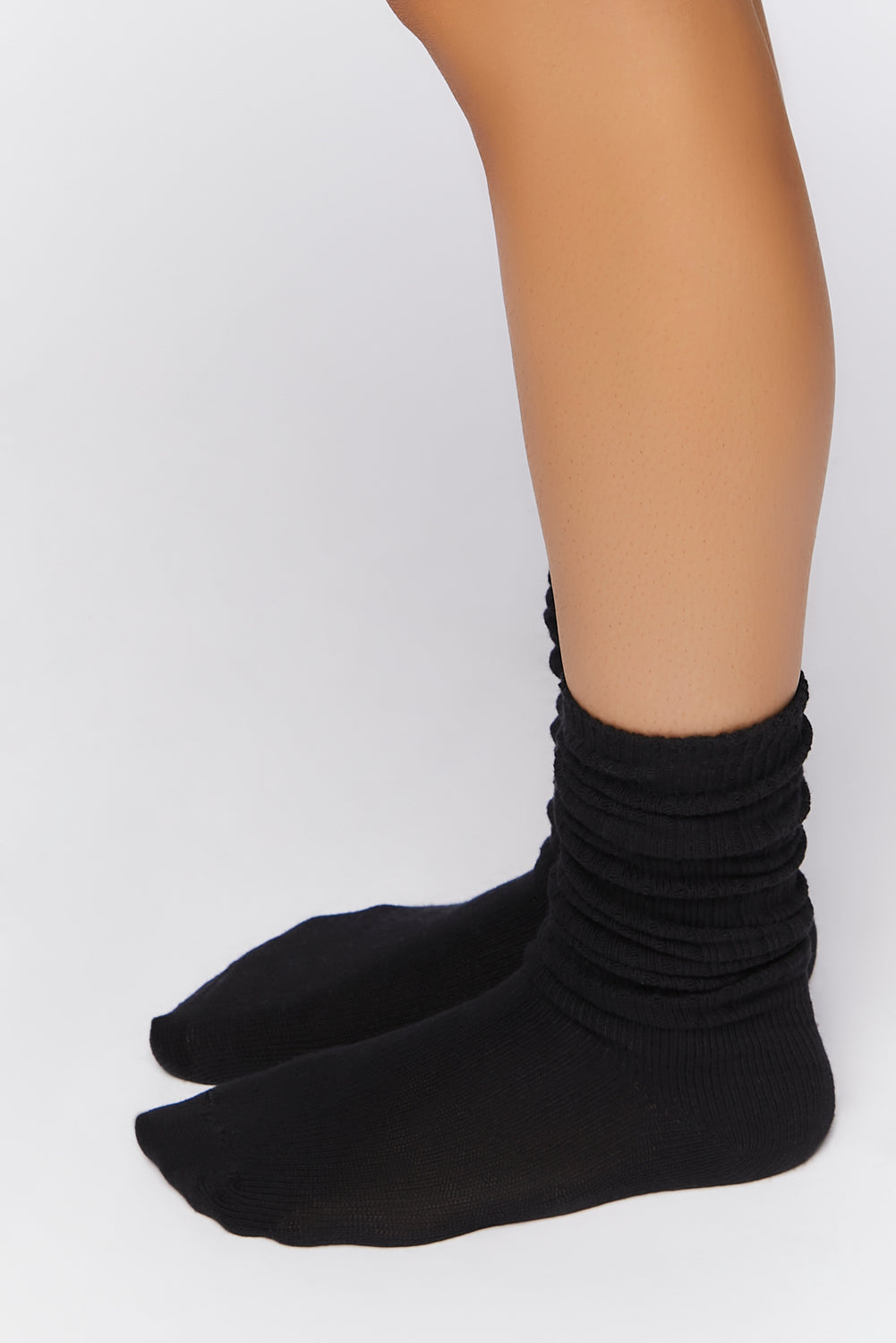 Ribbed Knee-High Socks Black