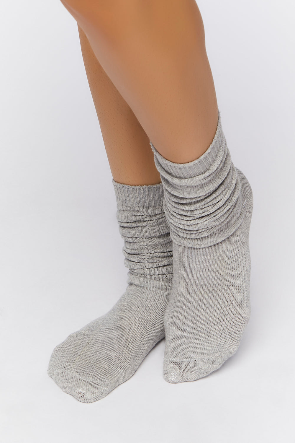 Ribbed Knee-High Socks Heather Grey