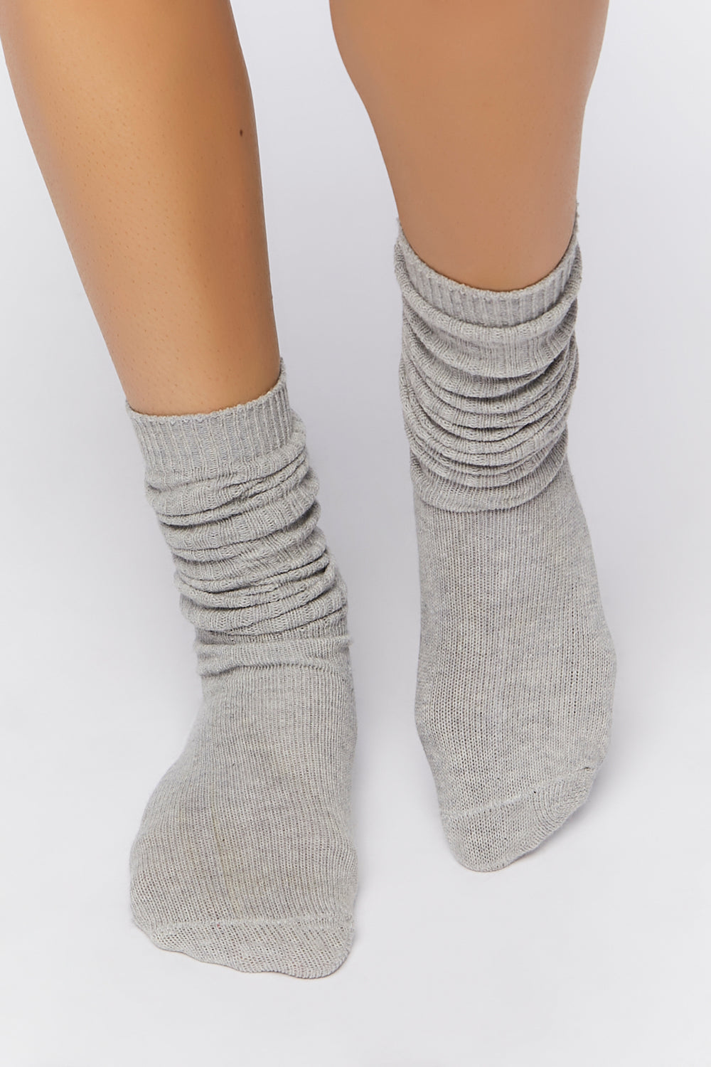 Ribbed Knee-High Socks Heather Grey