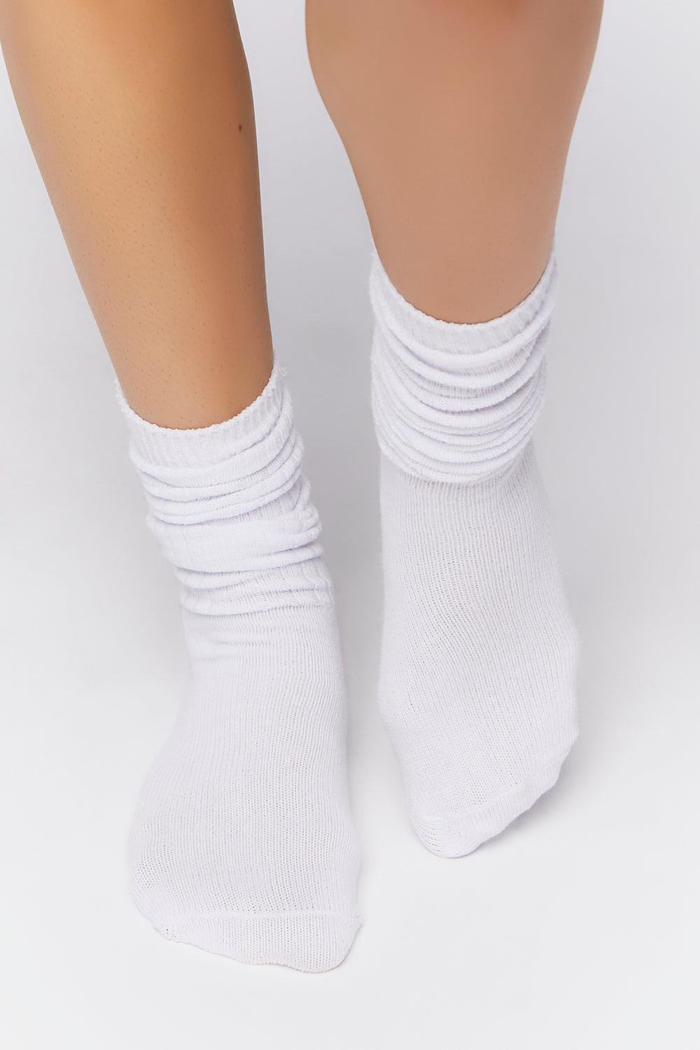 Ribbed Knee-High Socks White