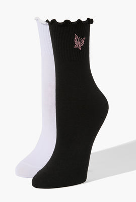 Link to Butterfly Crew Sock Set - 2 pack Black