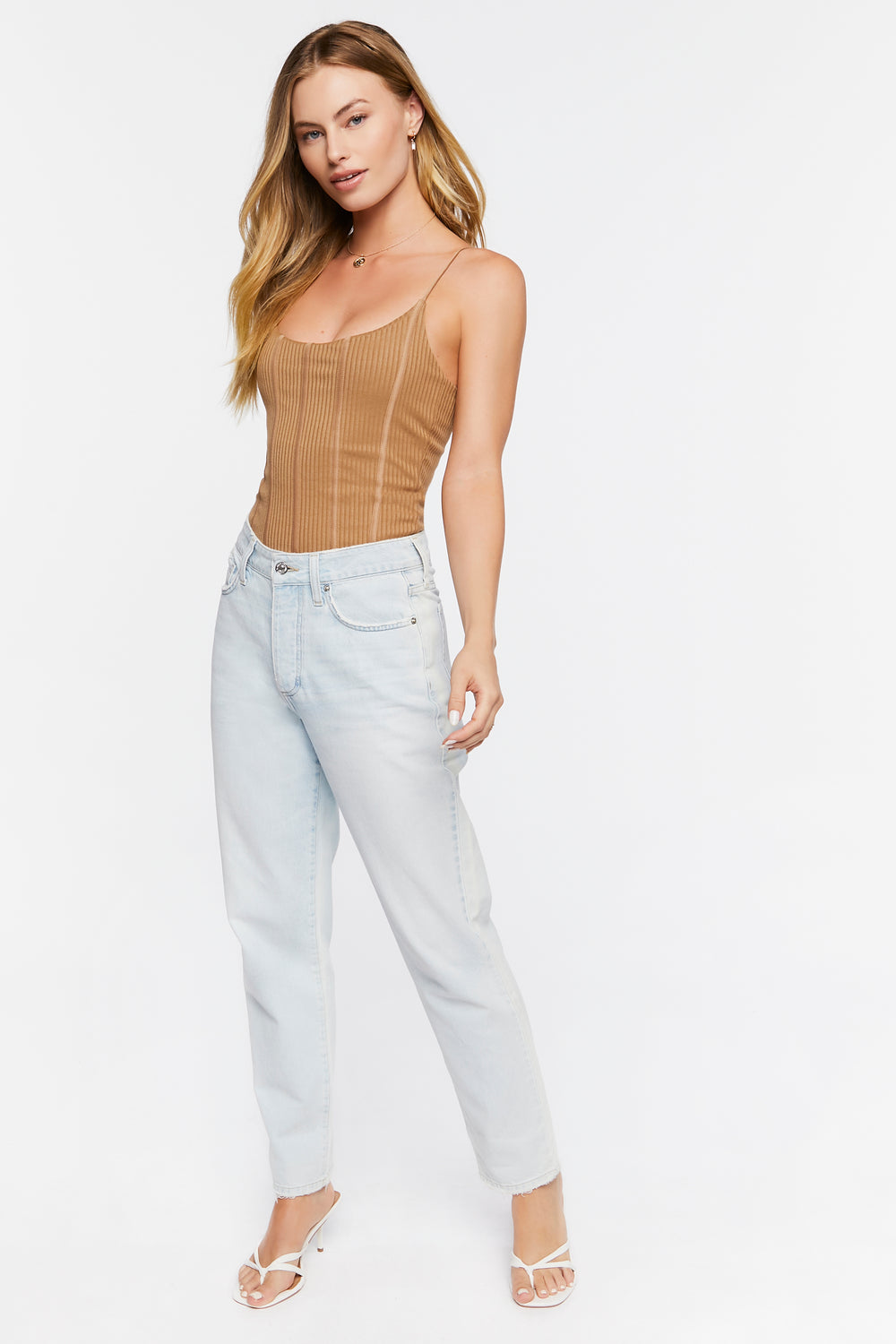 Ribbed Cami Bodysuit Taupe