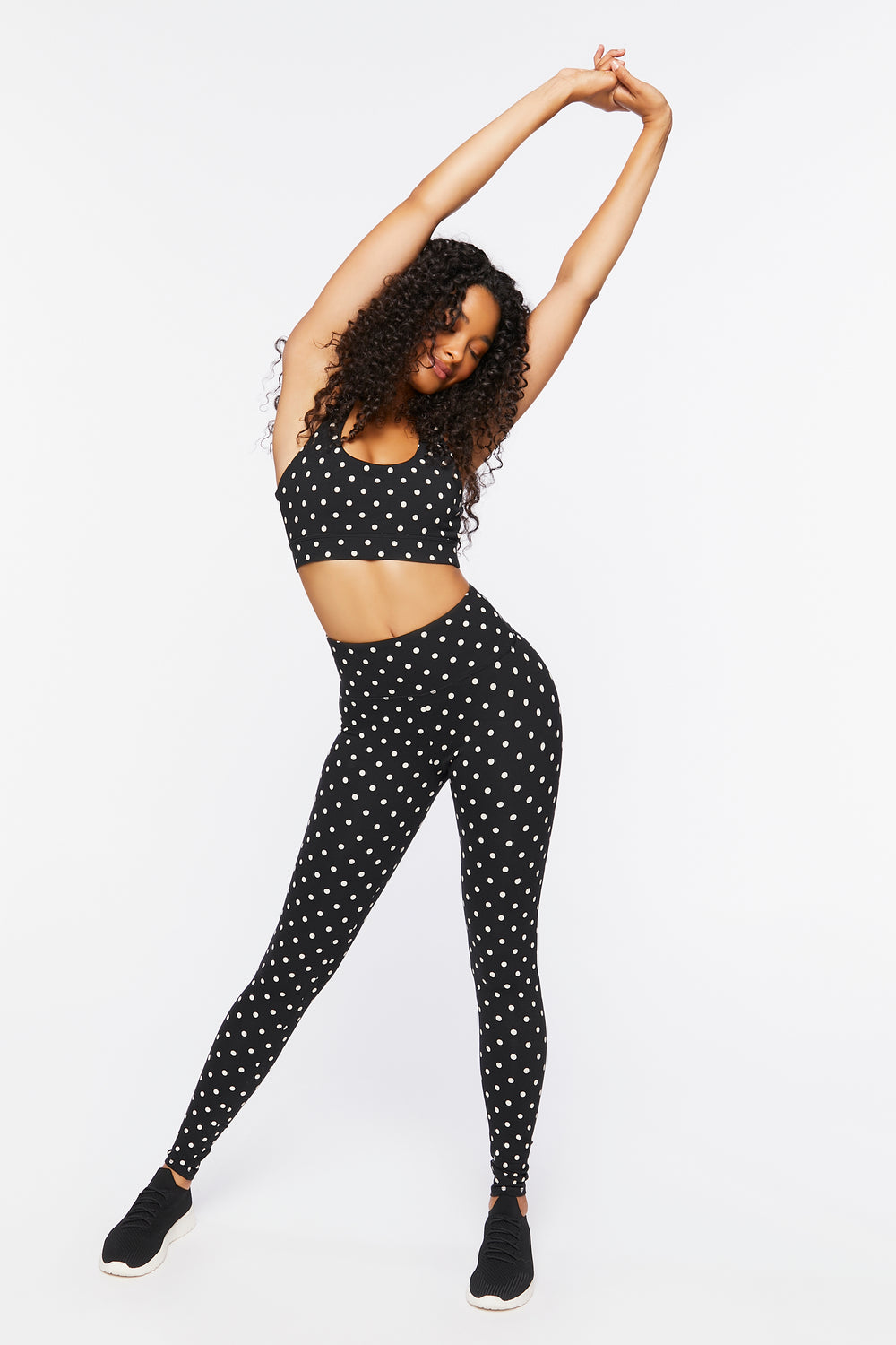 Polka Dot Racerback Sports Bra Black