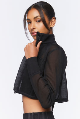 Link to Active Mesh Zip-Up Cropped Jacket Black