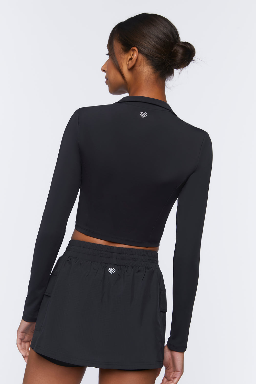 Active Seamless Half-Zip Crop Top Black