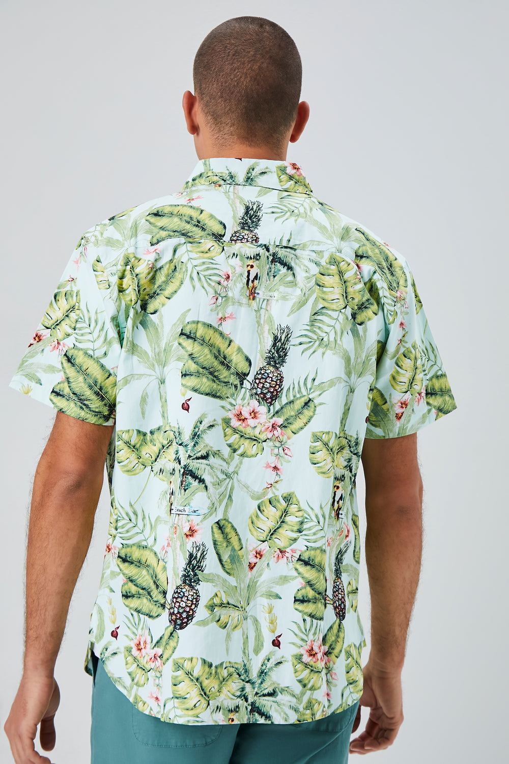 Tropical Leaf Print Shirt Sage