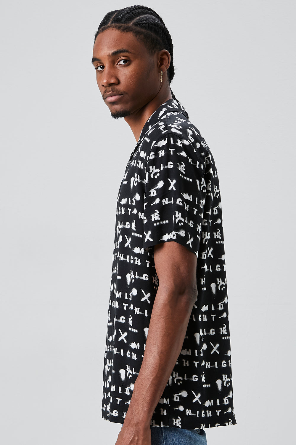 Midnight Print Buttoned Shirt Black