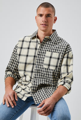 Link to Reworked Plaid Button-Front Shirt Khaki