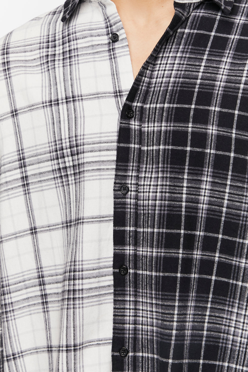 Plaid Button-Front Shirt Black