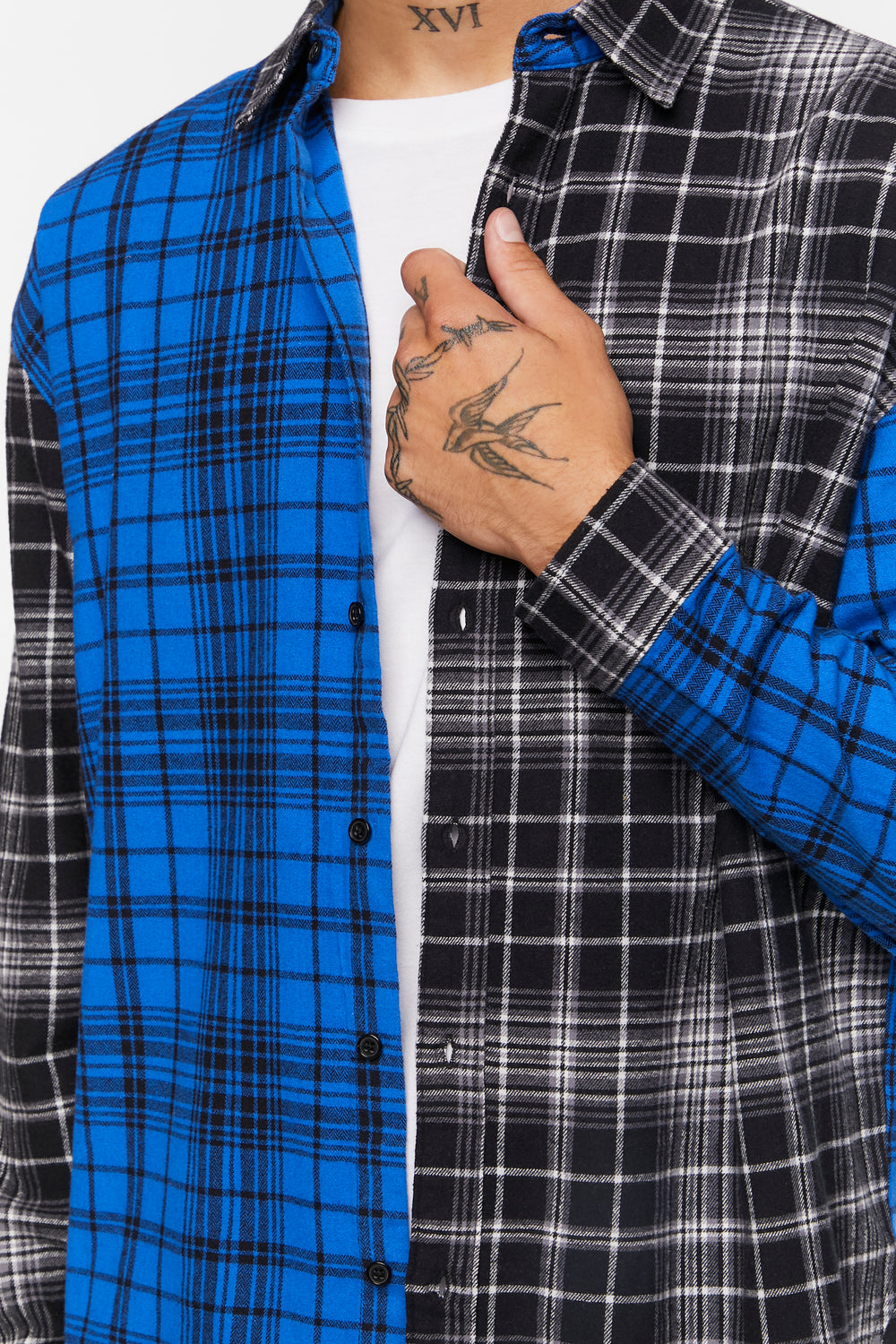 Plaid Button-Front Shirt Blue