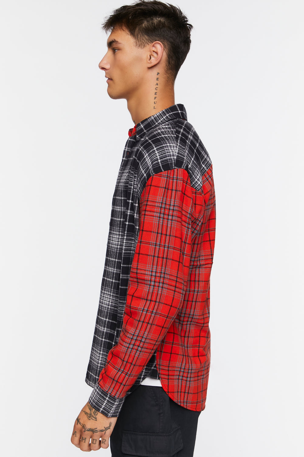 Plaid Button-Front Shirt Red