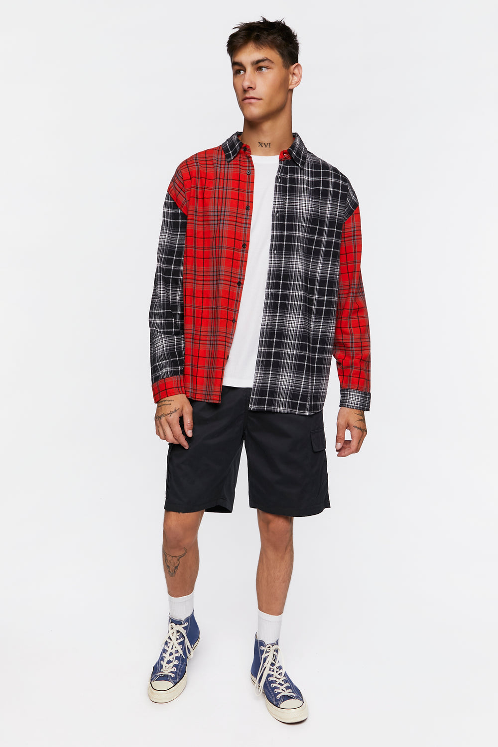 Plaid Button-Front Shirt Red