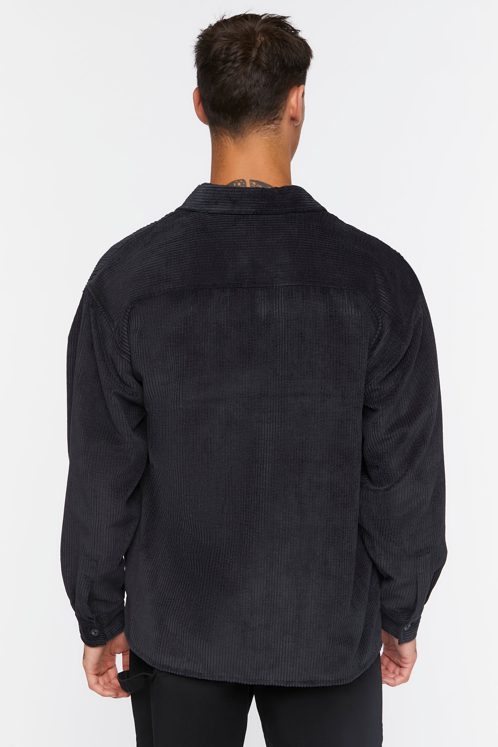 Corduroy Button-Front Shirt Black