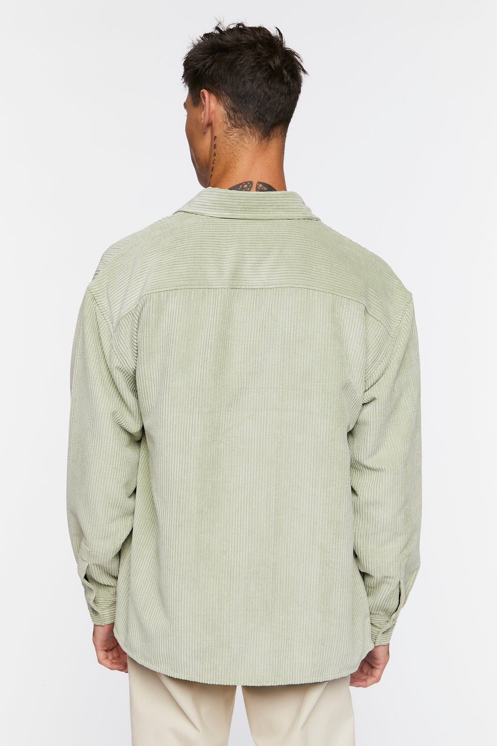Corduroy Button-Front Shirt Sage