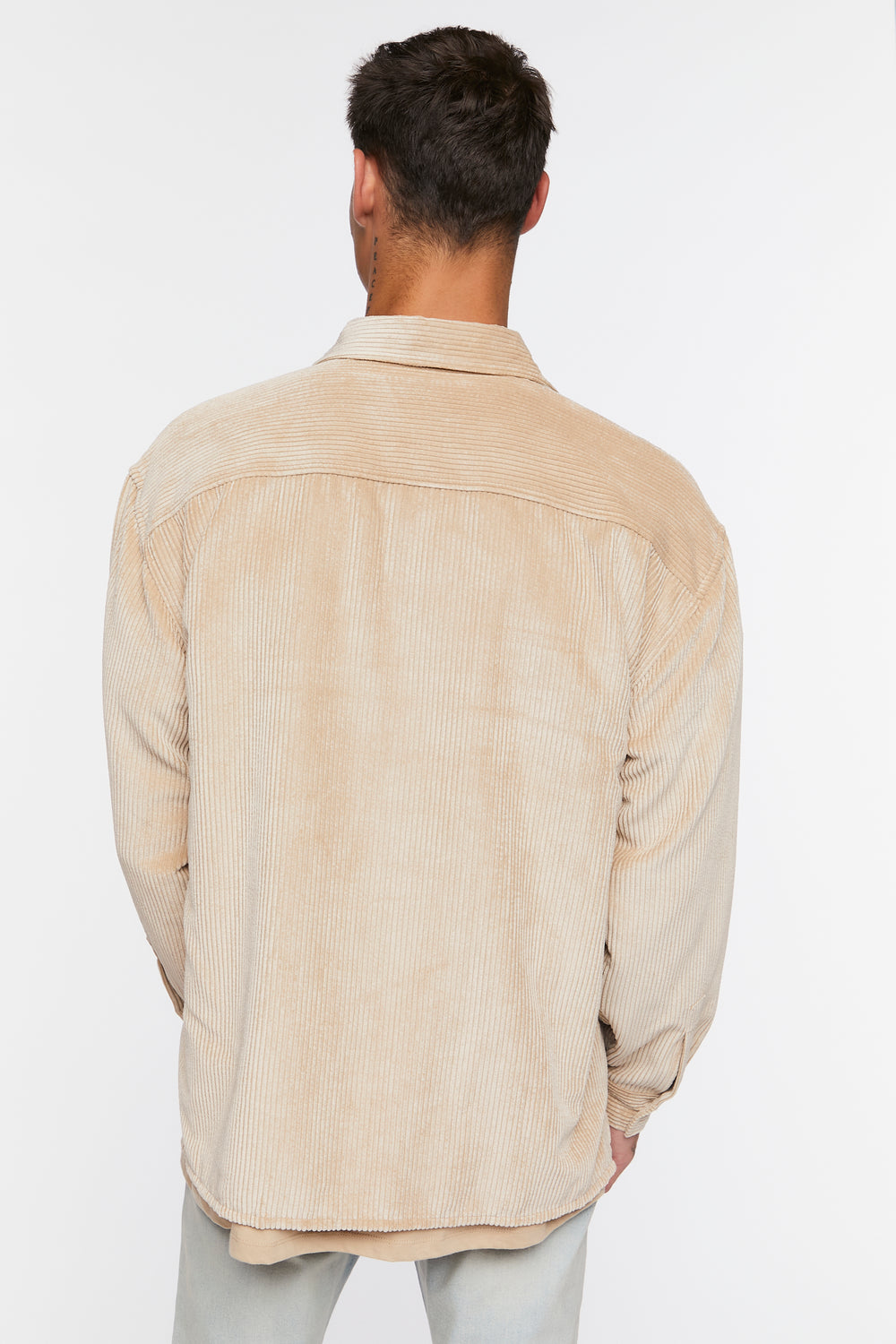 Corduroy Button-Front Shirt Taupe