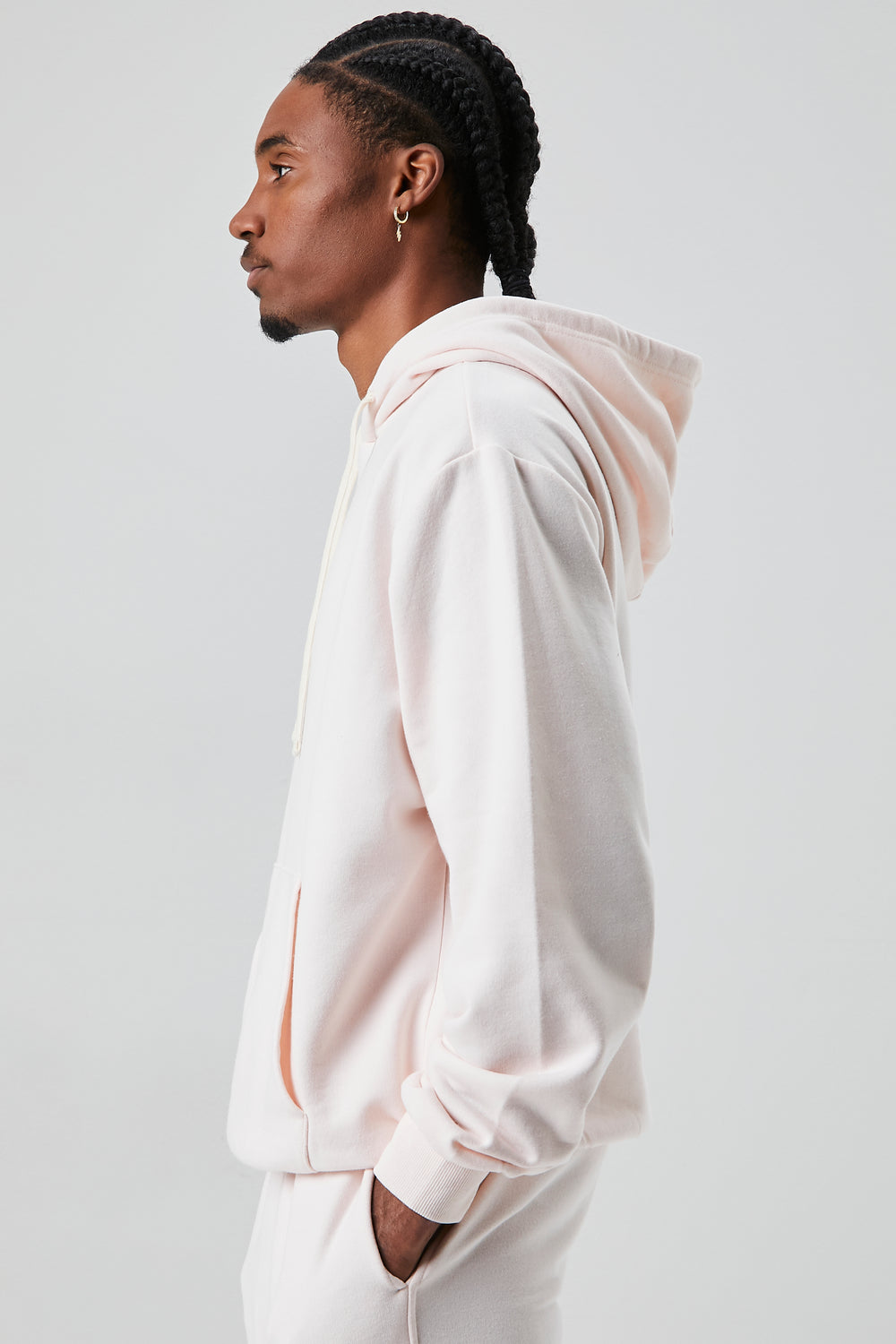 French Terry Drawstring Hoodie Pink