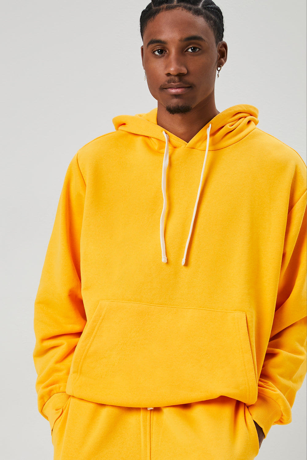 French Terry Drawstring Hoodie Orange