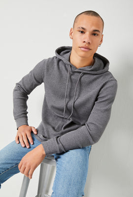 Link to Sweater-Knit Drawstring Hoodie Charcoal