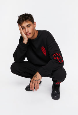 Link to Mushroom Chenille Patch Crew Pullover Black