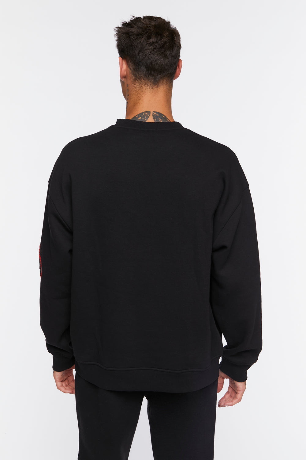 Mushroom Chenille Patch Crew Pullover Black