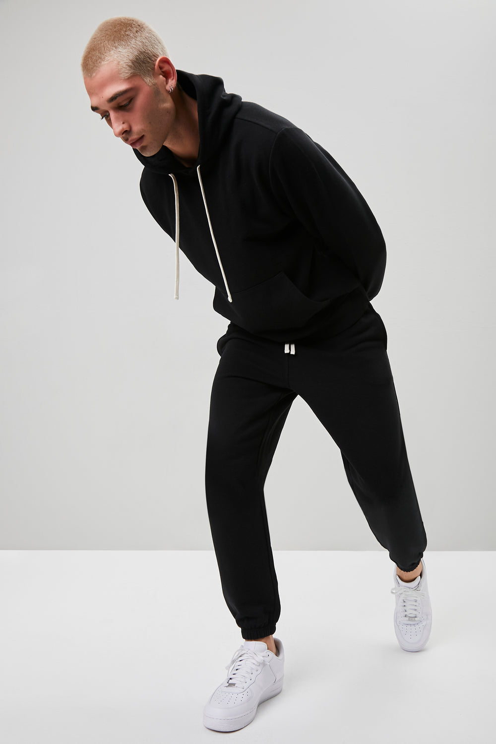 Basic Drawstring Hoodie Black