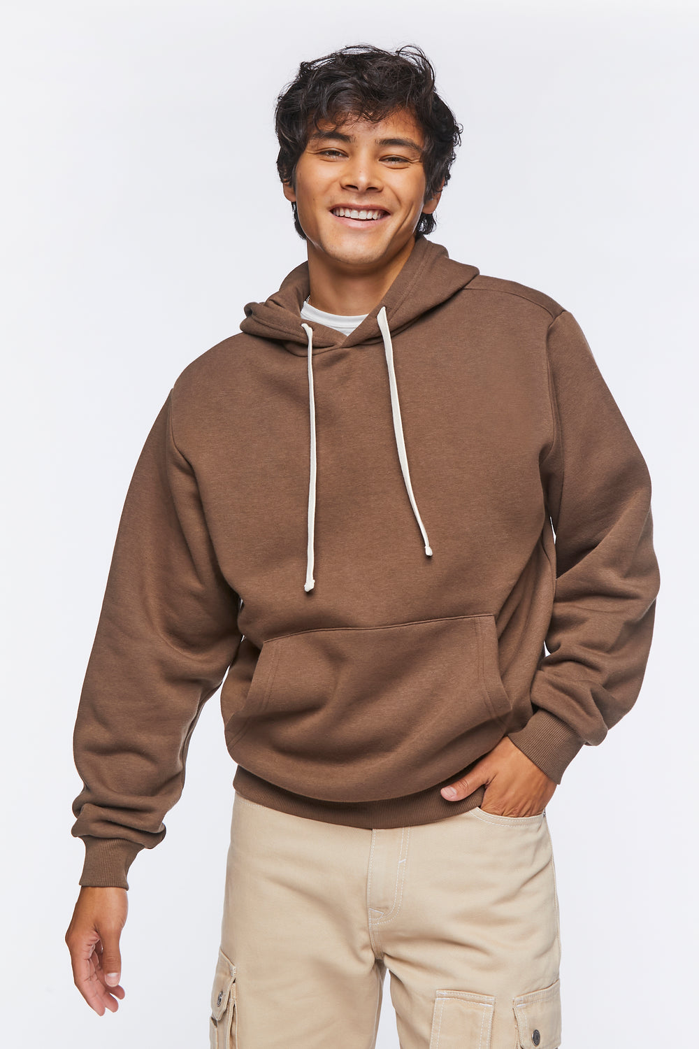 Basic Drawstring Hoodie Dark Brown