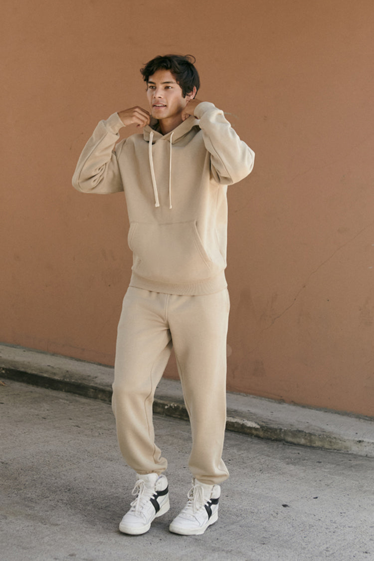 Basic Drawstring Hoodie Taupe