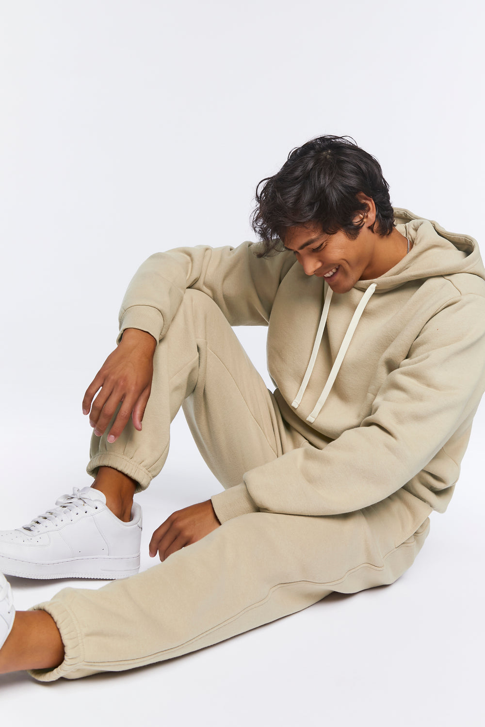 Basic Drawstring Hoodie Taupe