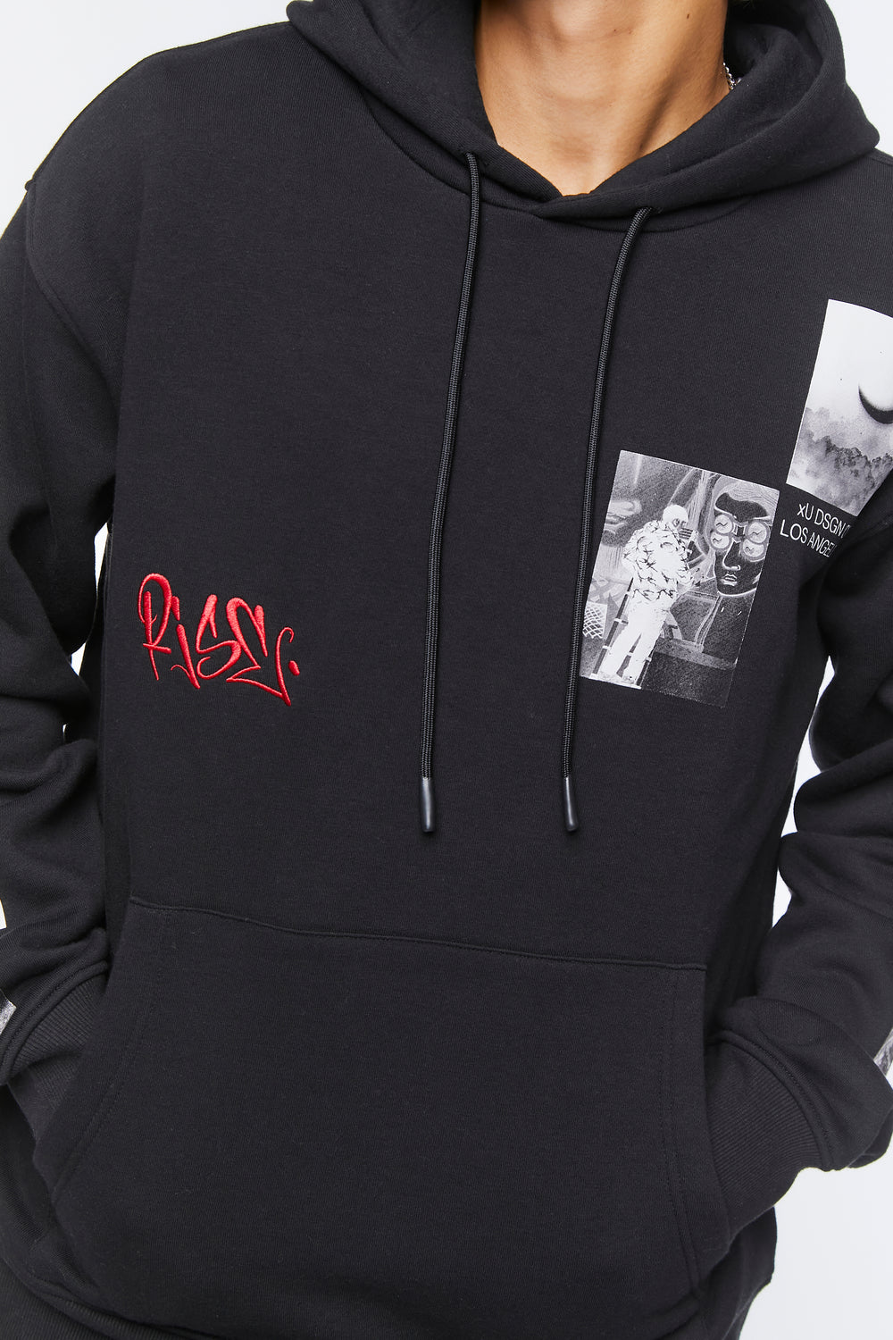 Embroidered Rise Graphic Hoodie Black