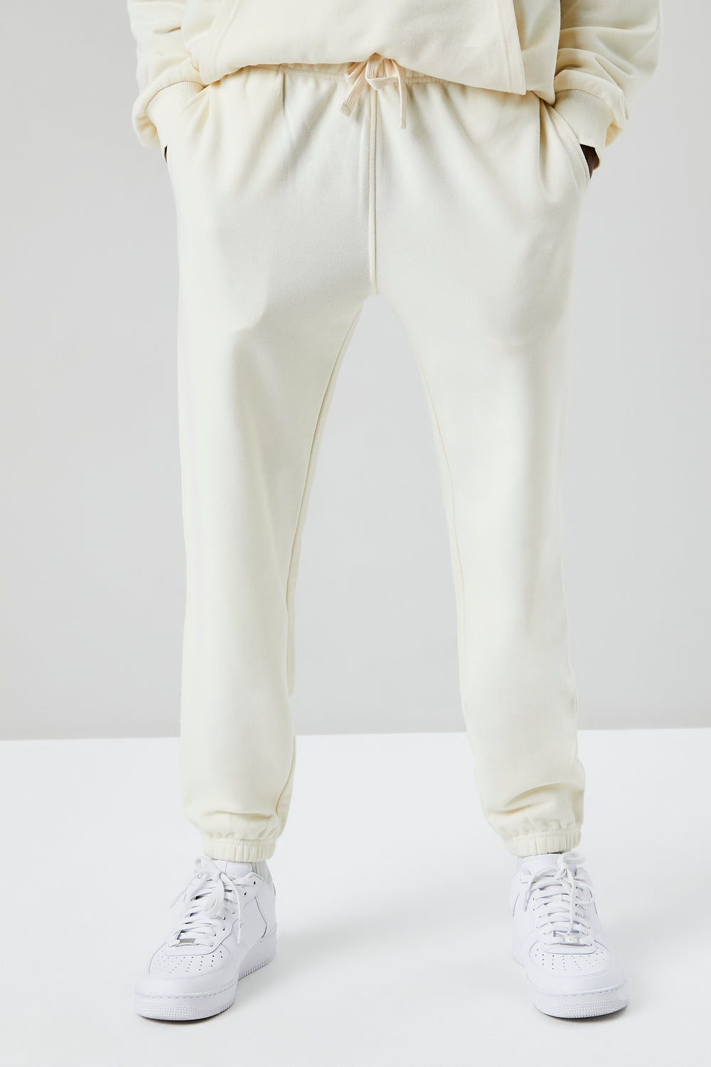 Basic Drawstring Joggers Cream