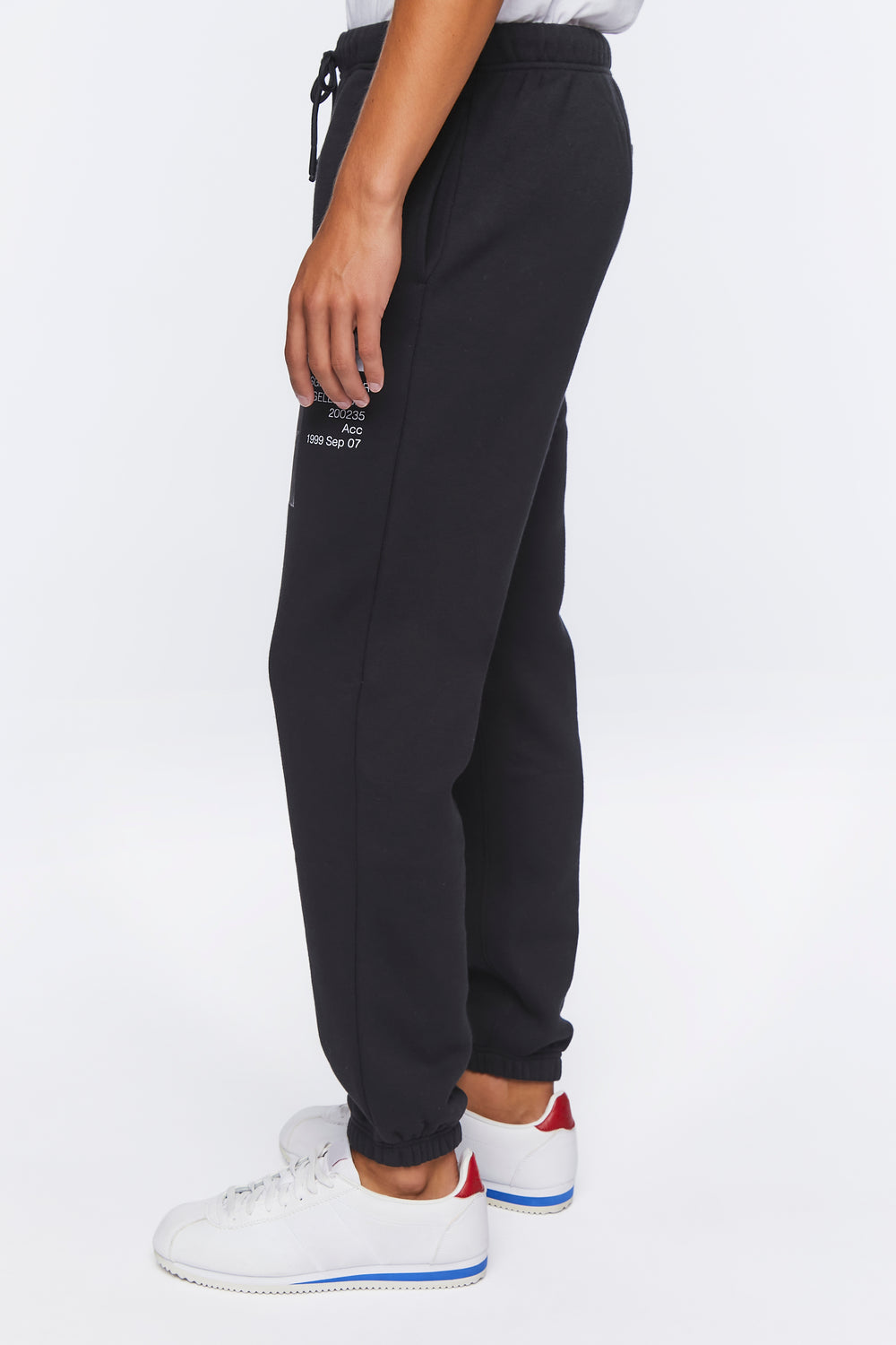 Embroidered Rise Graphic Joggers Black