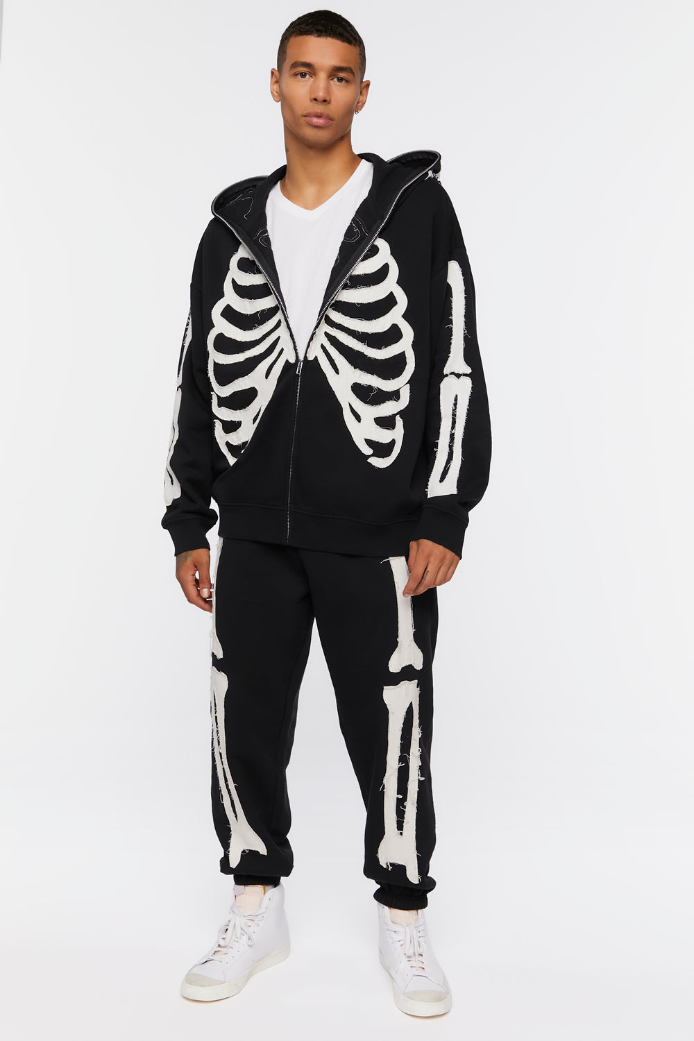 Skeleton Print Joggers Black