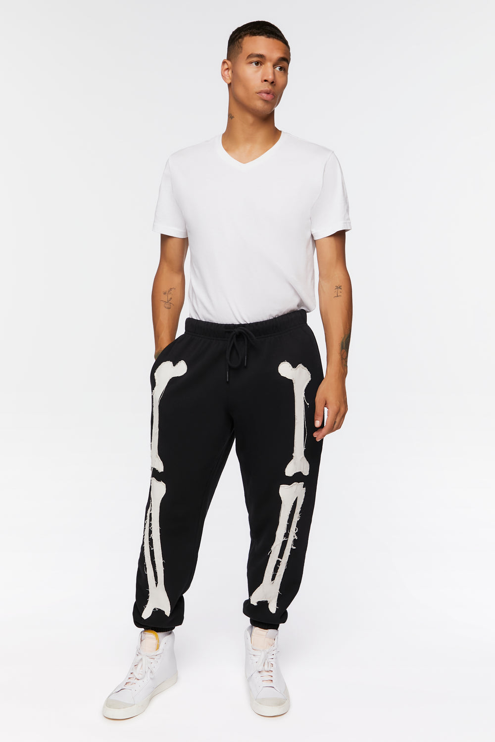 Skeleton Print Joggers Black