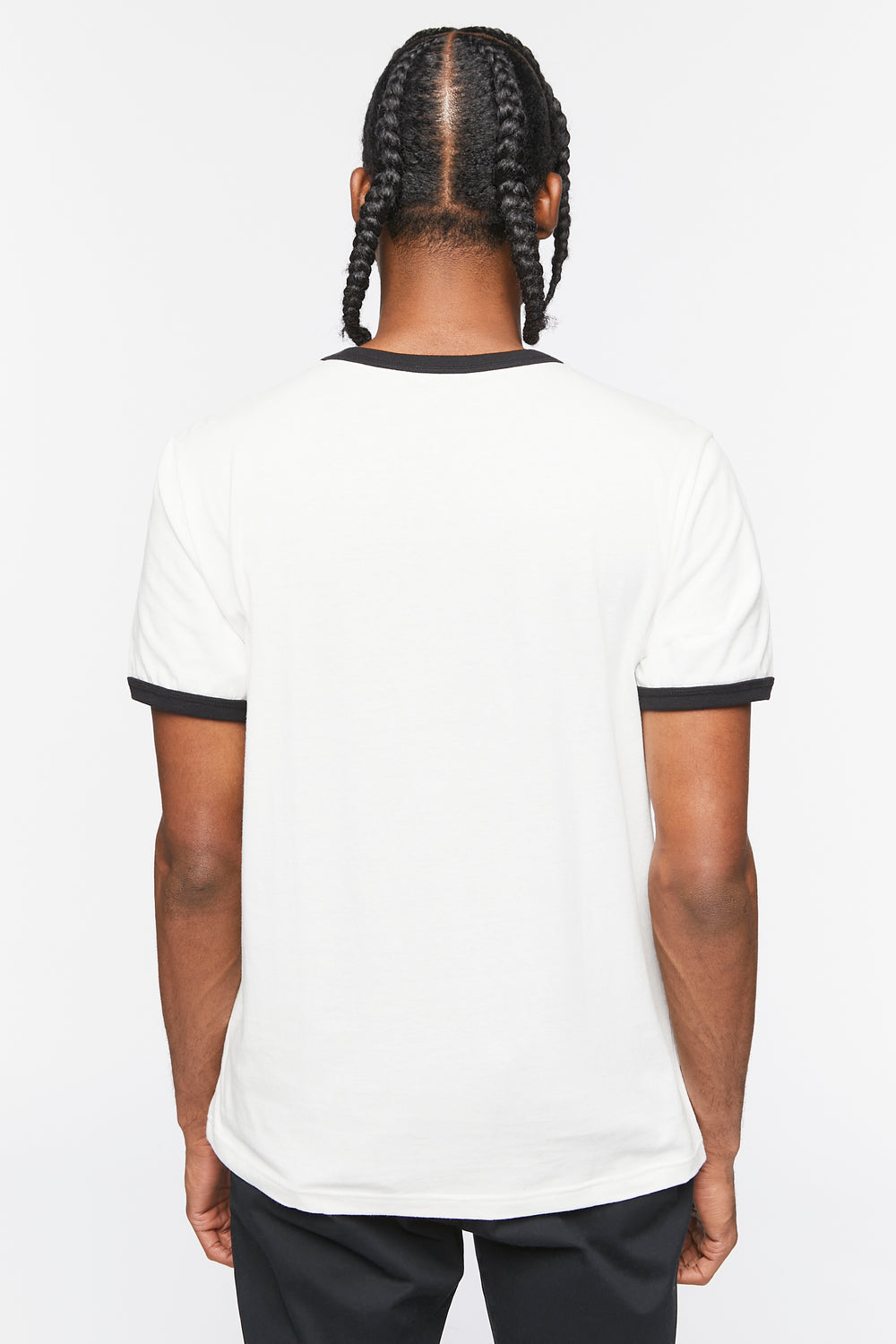 Crew Neck Ringer Tee White