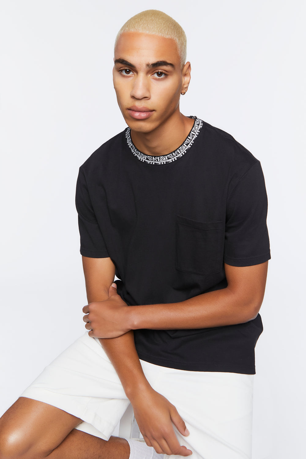 Geo-Trim Patch Pocket Tee Black