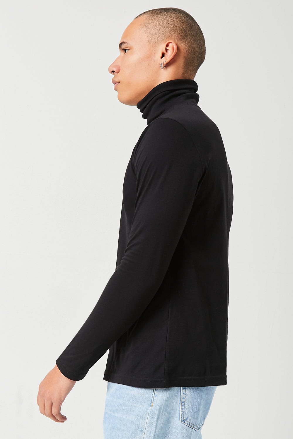Turtleneck Long-Sleeve Top Black