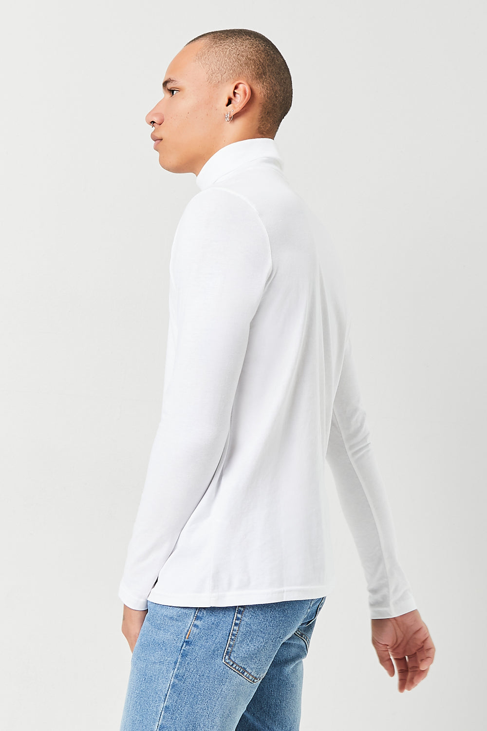 Turtleneck Long-Sleeve Top White