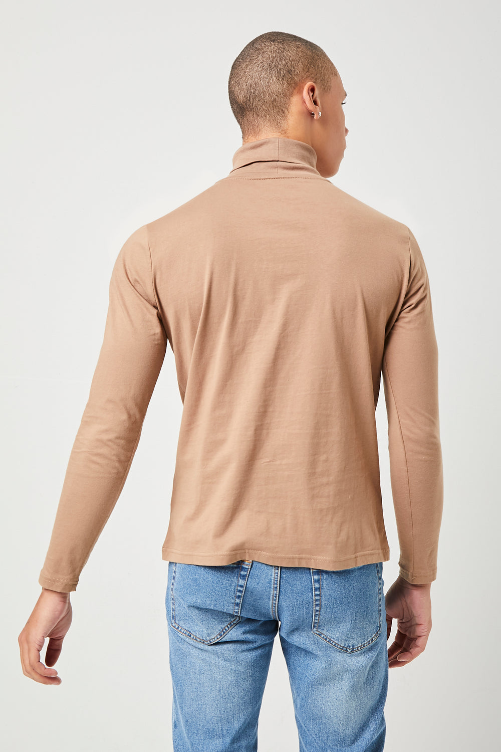Turtleneck Long-Sleeve Top Taupe